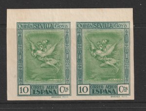 Spain an imperf pair of the 10c MH from the Goya air set