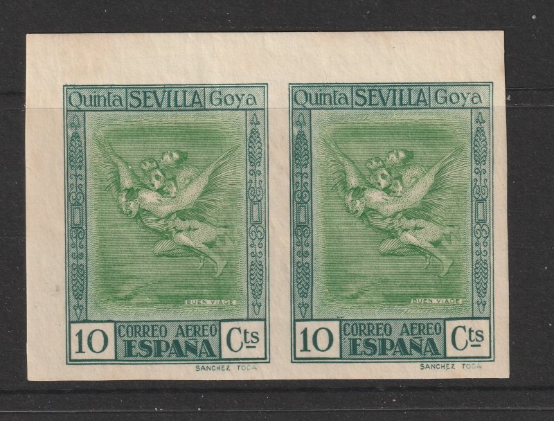 Spain an imperf pair of the 10c MH from the Goya air set