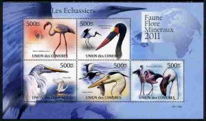 COMORO ISLANDS - 2011 - Wading Birds - Perf 5v Sheet - MNH - Private Issue