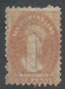 TASMANIA 1863 QV CHALON 1D PERF 10