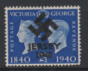 Jersey 1940 Swastika opt on Great Britain KG6 Centenary 2...