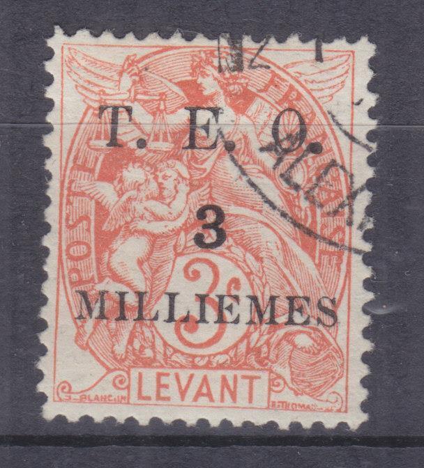 SYRIA, 1919 on French Levant, TEO, 3m. on 3c. Orange, used.