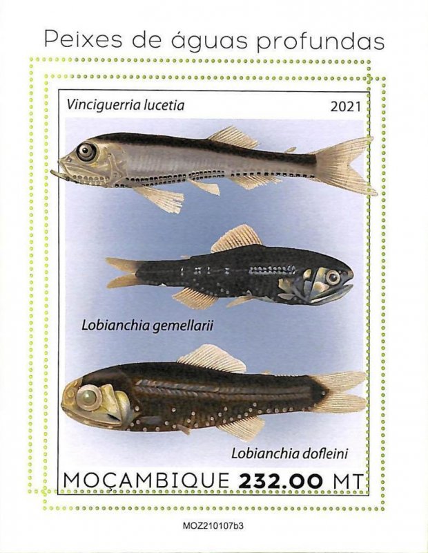 A8160 - MOCAMBIQUE - ERROR MISPERF Stamp Sheet -2021 MARINE LIFE Fishes