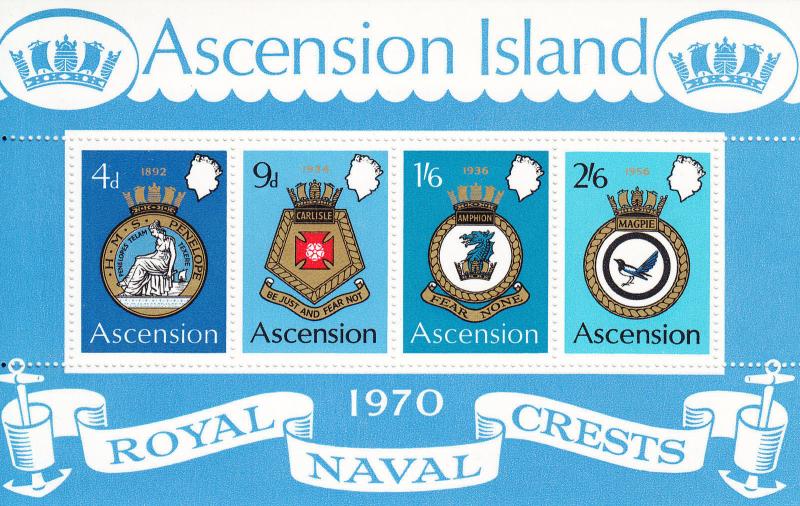 S/S: Ascension Island, Sc #137a, MNH, Royal Navy Crests (17287)