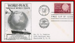 US FDC #1129 8c World Peace Addr. Aristocrats Lowry Cachet