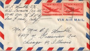 United States Ships 5c Large DC-4 Skymaster (2) 1947 U.S.S. Tarawa Type 2(n) ...