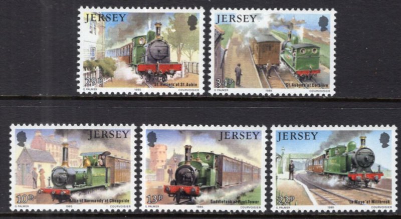 Jersey 361-365 Trains MNH VF