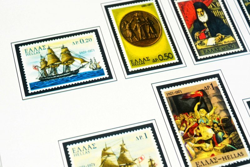 COLOR PRINTED GREECE [KINGDOM] 1945-1973 STAMP ALBUM PAGES (66 illustr. pages)