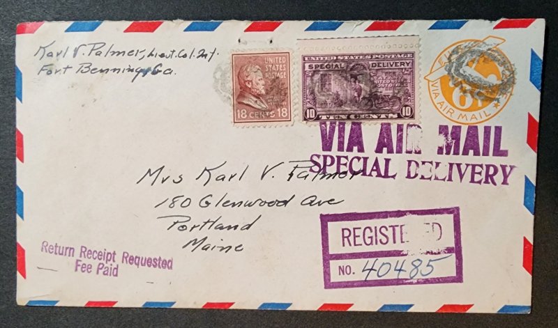 1942 Airmail Special Delivery Envelope with SC#823 SC#E15 & SC# UC3