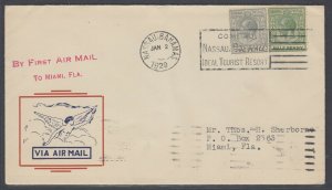 Bahamas, 1929 (Jan. 2) KGV First Air Mail Flight to Miami Fl cover