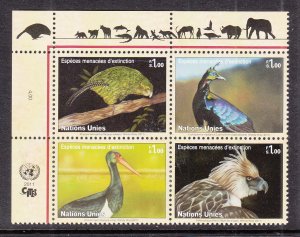 UN Geneva 543a Animals Inscription Plate Block MNH VF