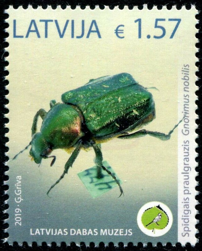 HERRICKSTAMP NEW ISSUES LATVIA Sc.# 1015 Nature Museum - Beetle