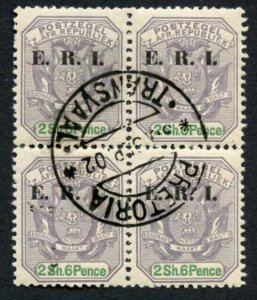 Transvaal SG242 2/6 Dull Violet and Green (top value) CDS Block of 4 Cat 180++