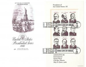 2216/2219 22c PRESIDENTIAL SERIES SOUVENIR SHEET- Set of 4 different Sheets