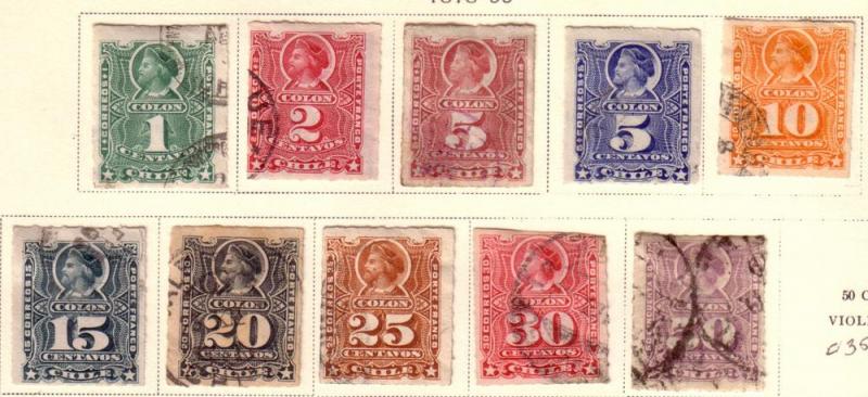 Chile #25-34  1878-99 issues (U) CV$35.00