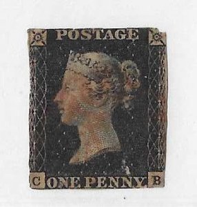 GB Sc #1a  1p penny (deep) black  used VGF