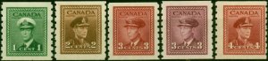 Canada 1942-43 Coil Set of 5 SG389-393 V.F MNH