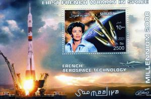 Somalia 2001 First French Woman in Space 4 S/S perforated #SOI 5/8B