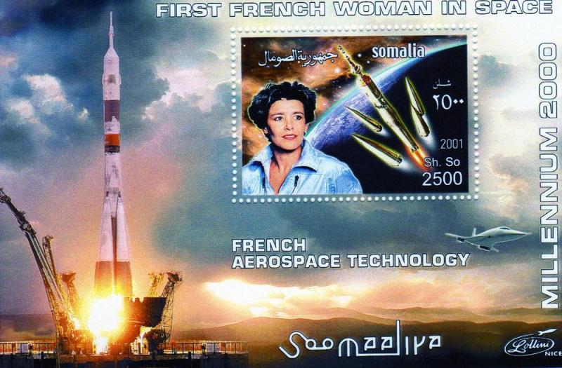 Somalia 2001 First French Woman in Space 4 S/S perforated #SOI 5/8B