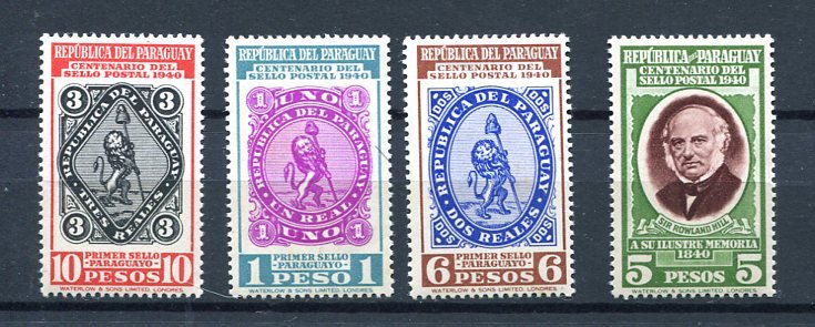 Paraguay 1940 Sc 378-1 MNH Post en stamps Centenary 8218