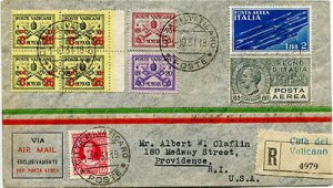 Giallino Cent. 25 out of 30 in mixed postage with Italy on the cover