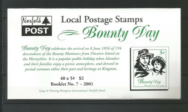 Norfolk Island 2001 Bounty Day Booklet (Local Post) SG 760 UMM