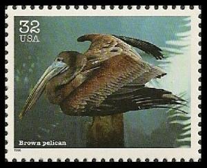 US 3105h Endangered Species Brown Pelican 32c single MNH 1996