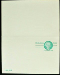 UY35 Reply Postal Card mint, not folded