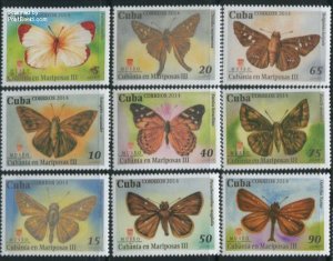Cuba 2014, Butterflies 9v, MNH