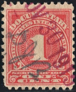 R207 1¢ Documentary Stamp (1914) Used