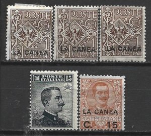 COLLECTION LOT 15162 ITALY OFFICES IN CRETE 5 AC STAMPS CV+$18