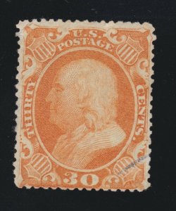 US 38 30c Franklin Used F-VF w/ Face Free Cancel SCV $425