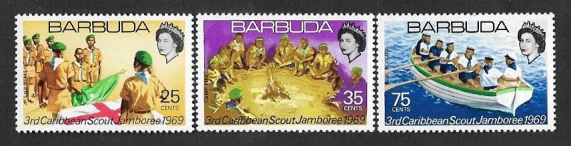 SE)1969 BARDUDA, 3RD CARIBBEAN SCOUT MEETING, 3 STAMPS MNH