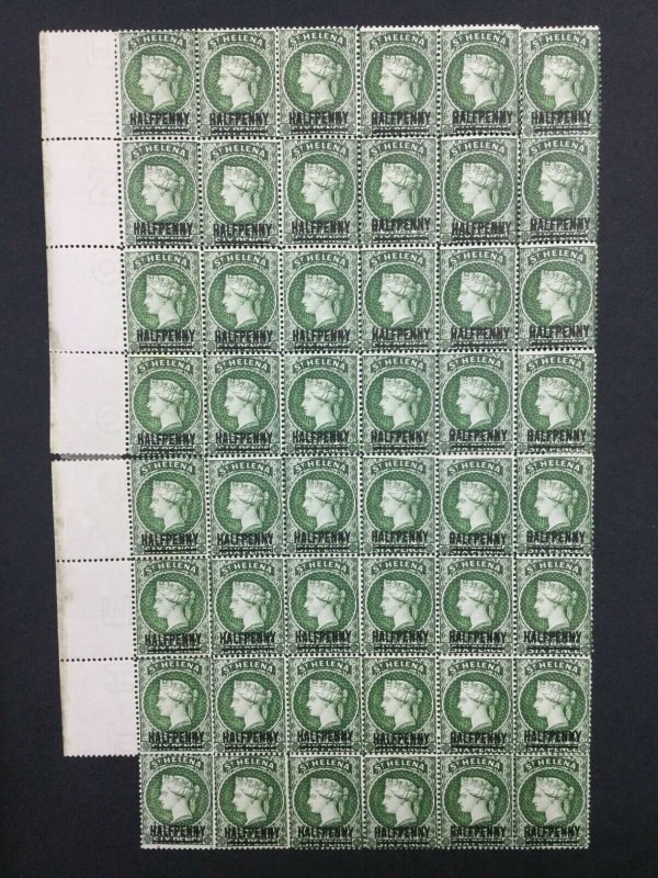 MOMEN: ST HELENA SG #36 VAR. BLOCK OF 48 MINT OG NH/H LOT #225512-5121