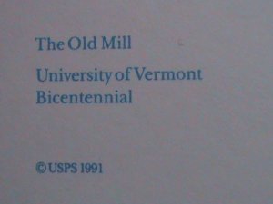​UNITED STATES-1991-BICENTENNIAL-UNIVERSITY OF VERMONT OLD MILL-MNH- POST CARD