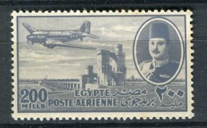 EGYPT; 1947 early Airmail issue Mint hinged 200m. value