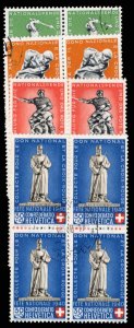 Switzerland #B100-103 Cat$61.80, 1940 National Fete, four values in blocks of...