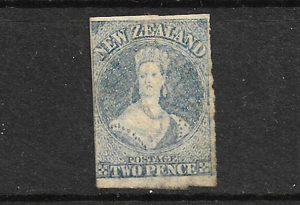 NEW ZEALAND 1862-64  2d  SLATE  BLUE    FFQ  IMPERF MLH  CP A2D6  SG 37 CHALON