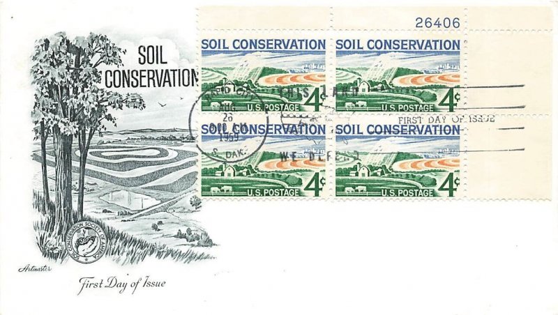 1133 4c SOIL CONSERVATION - Plate block of 4