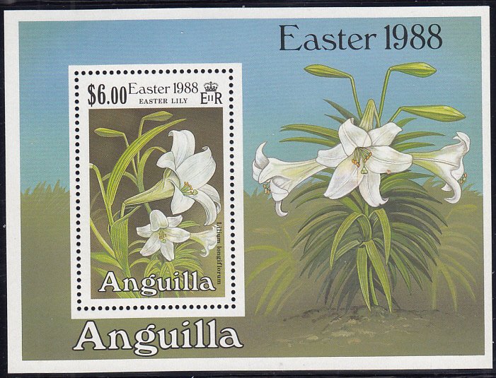 Anguilla 1988 MNH Sc #758 Souvenir sheet $6 Easter Lilies