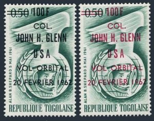 Togo 421-421a,MNH.Michel 339a-339b. 100F COL JOHN H.GLENN USA,1962.