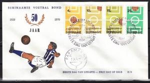 Suriname, Scott cat. 378-381. Soccer Fields issue. First day cover. *