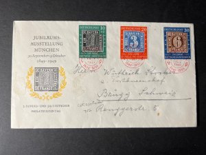 1949 Bavaria Germany Cover Munich to Brugg Switzerland Centenary Exhibition