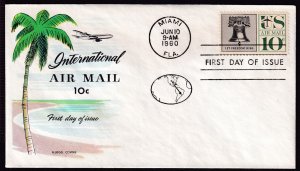 1960 Liberty Bell international AIRMAIL Sc C57 Miami FL with Fluegel cachet (XK