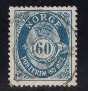 Norway Scott 58 Used Post Horn stamp