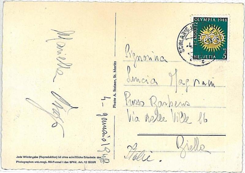 OLYMPICS - STAMP on POSTCARD - SWITZERLAND 1948