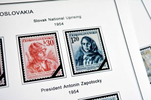 COLOR PRINTED CZECHOSLOVAKIA 1945-1955 STAMP ALBUM PAGES (52 illustrated pages)