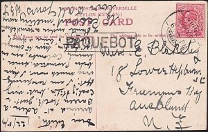 ADEN 1907 GB 1d on postcard - Aden cds - boxed PAQUEBOT....................A9094