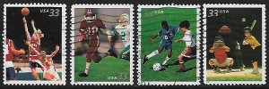United States # 3399-3402 - Youth Team Sports- set of 4 singles - used