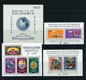 Colombia #C199, C349, C386, C388 (CO908) (4) S/S's, MNH, VF